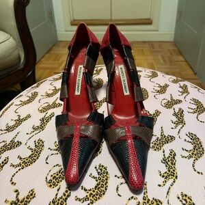 Manolo Blahnik Red and Black Heels